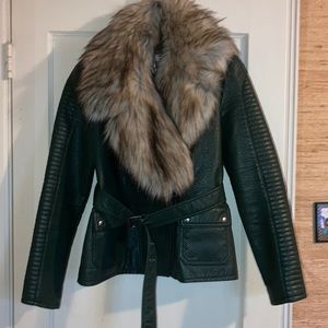 Guess Faux Fur and Leather Jacket
